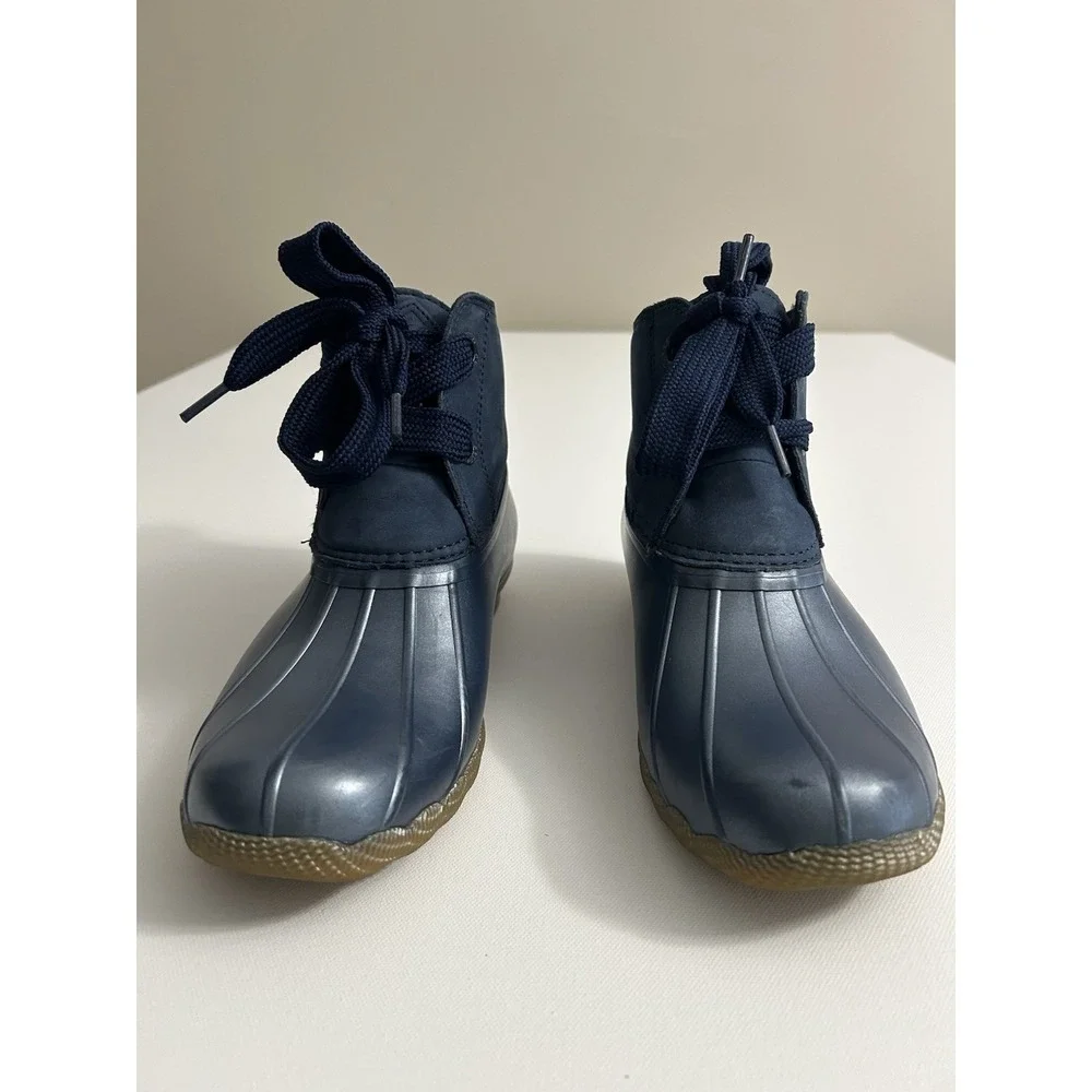 Sperry Women's Saltwater‎ 2‑Eye Nubuck Duck Boots Navy Waterproof Size 8